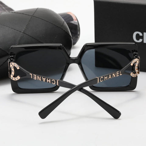 5-color fashionable CC square frame letter polarized sunglasses