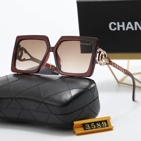 5-color fashionable CC square frame letter polarized sunglasses