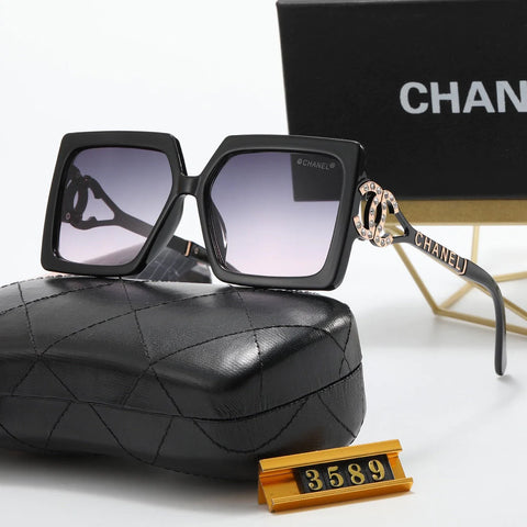 5-color fashionable CC square frame letter polarized sunglasses