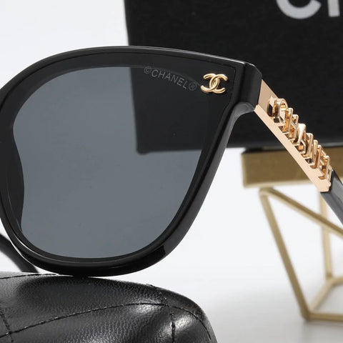 5 Colors Simple Double C Hollow Large Letter Polarized Sunglasses