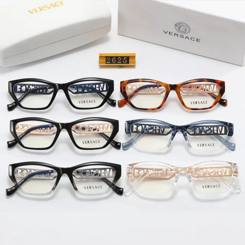 6 color simple hollow letter temple flat glasses