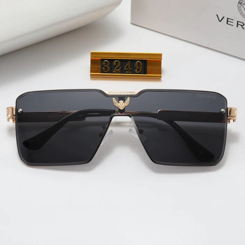 5 color fashion V letter label square inner frame polarizing sunglasses