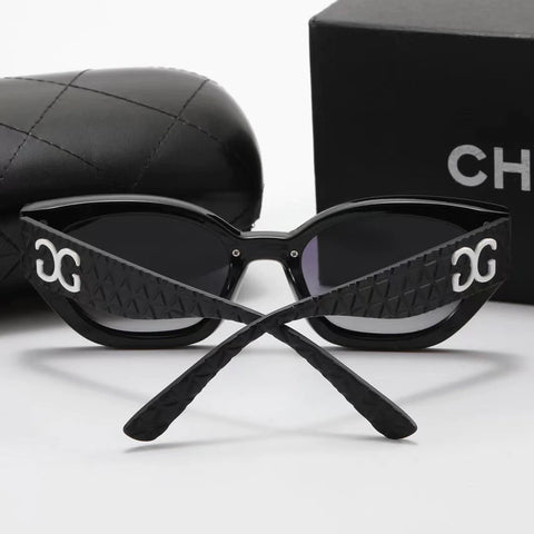 4-color fashion double C triangle rhombus temple polarized sunglasses