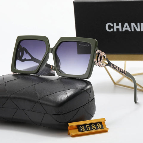 5-color fashionable CC square frame letter polarized sunglasses