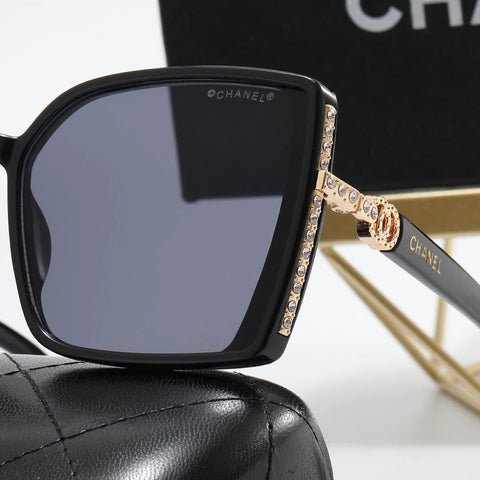 6 Colors Fashion Double C Rhinestone Temple Polarized Sunglasses