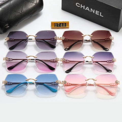 6 Colors Fashion Frameless Rhinestone Flower Polarized Sunglasses