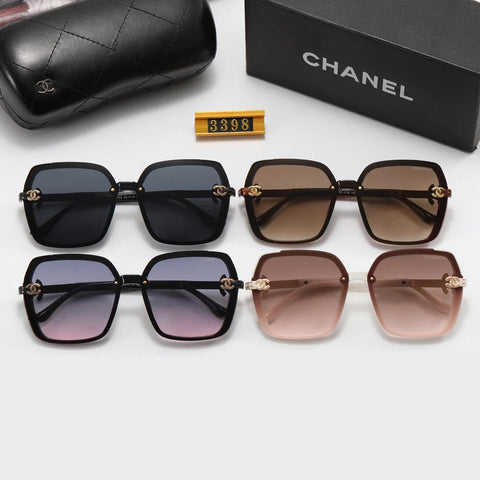 4 color fashion oval double C temple polarized sunglasses